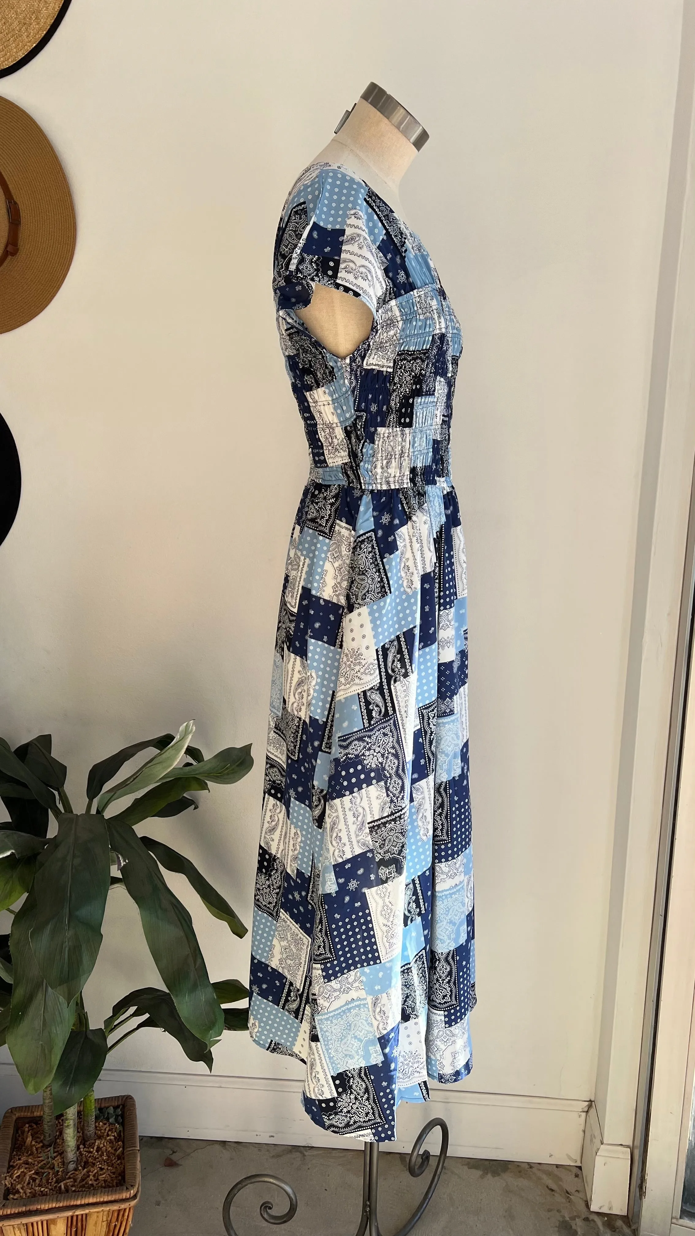 Navy printed midi
