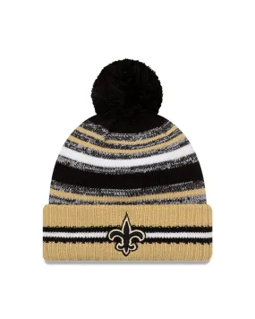 New Orleans Saints New Era 2021 NFL Sideline - Sport Official Pom Cuffed Knit Hat - Gold/Black