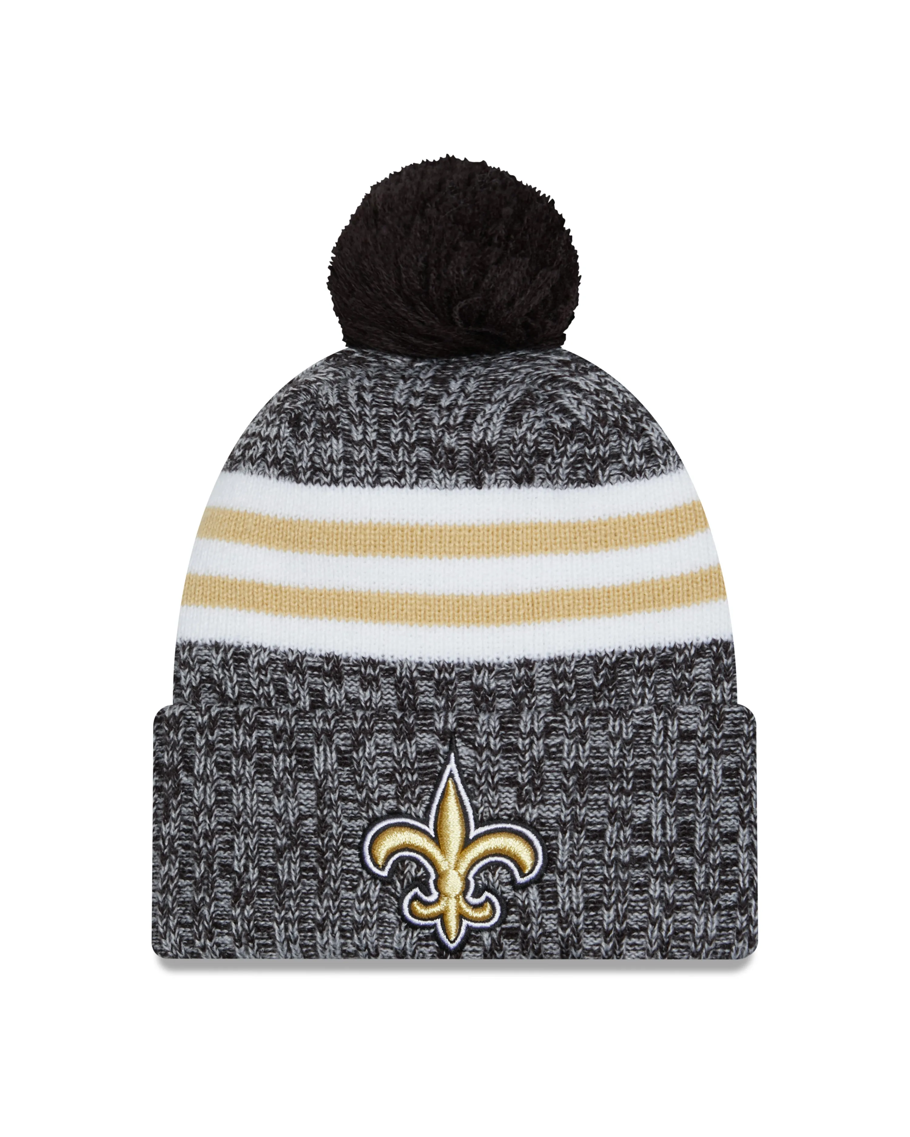 New Orleans Saints New Era 2023 Sideline - Sport Cuffed Pom Knit Hat - Black