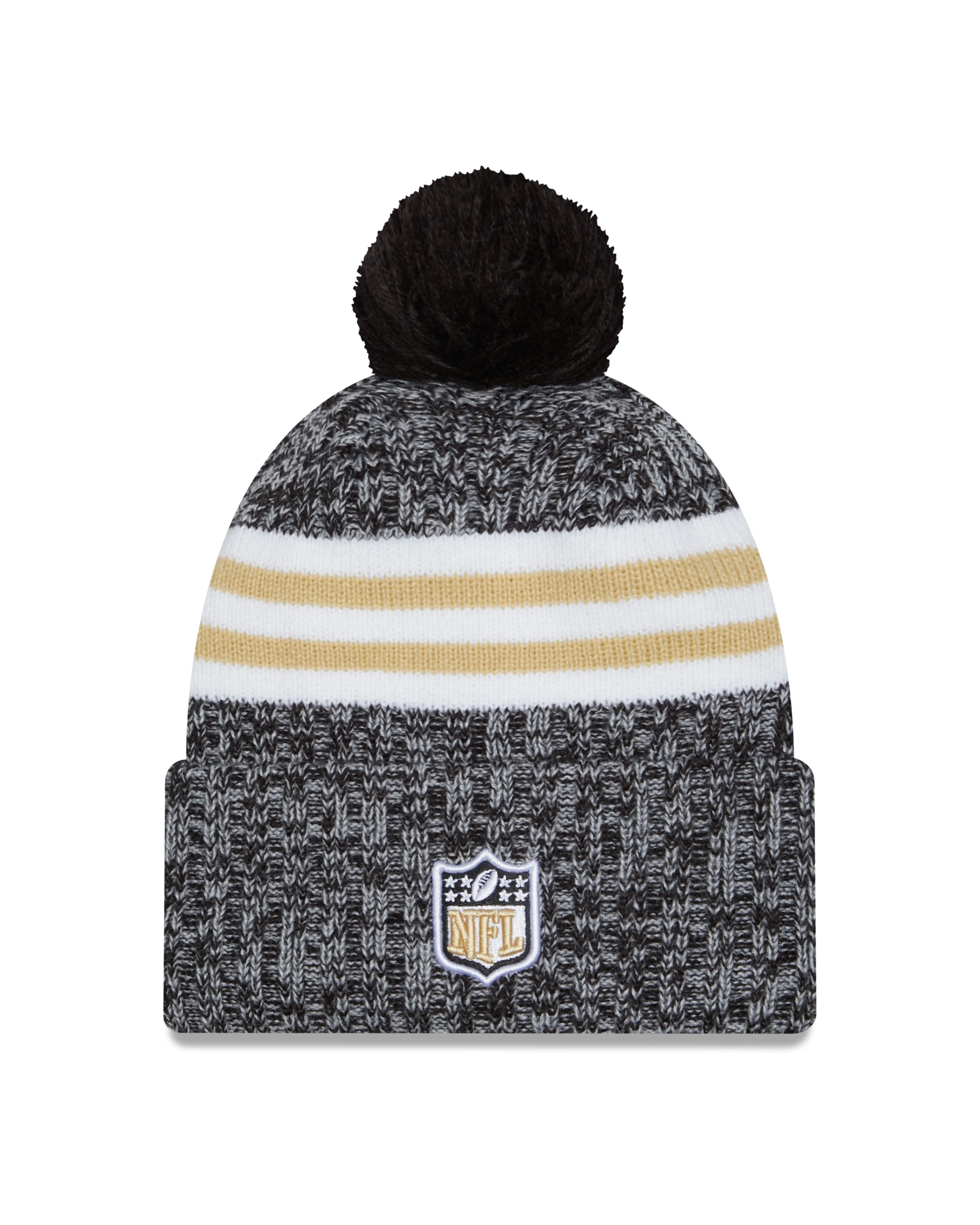 New Orleans Saints New Era 2023 Sideline - Sport Cuffed Pom Knit Hat - Black