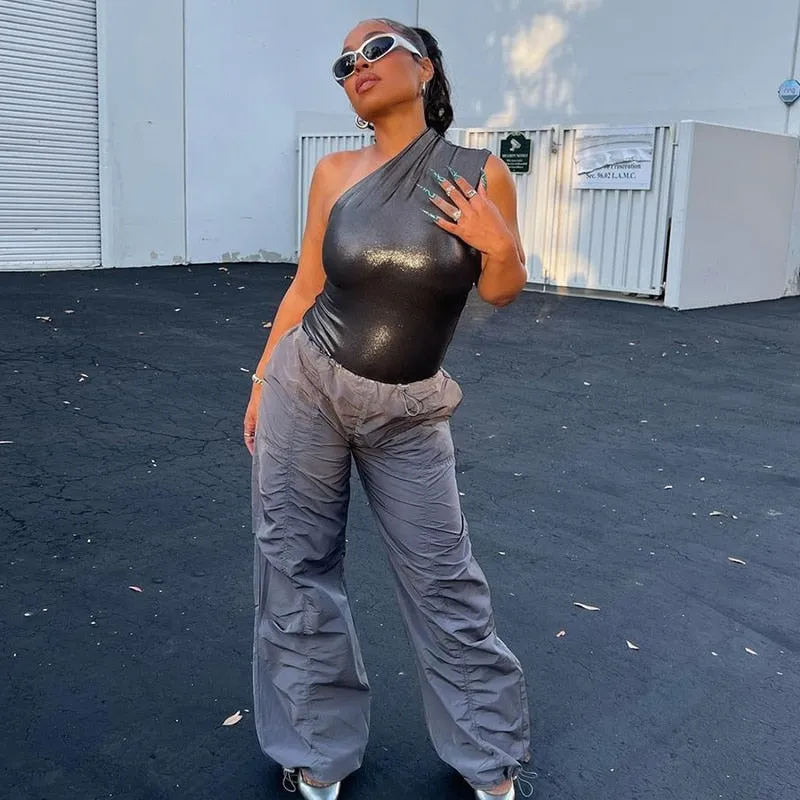One Shoulder Ruched Bodysuit