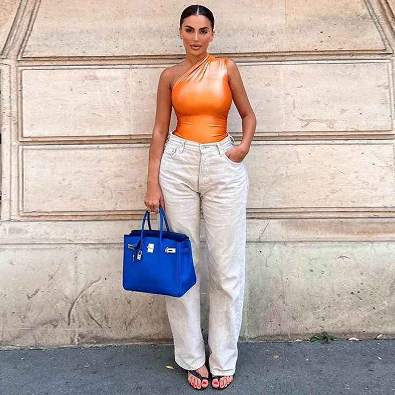One Shoulder Ruched Bodysuit