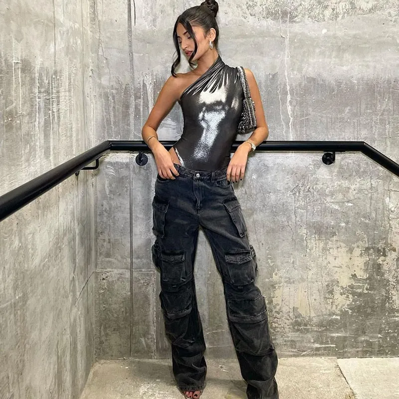 One Shoulder Ruched Bodysuit