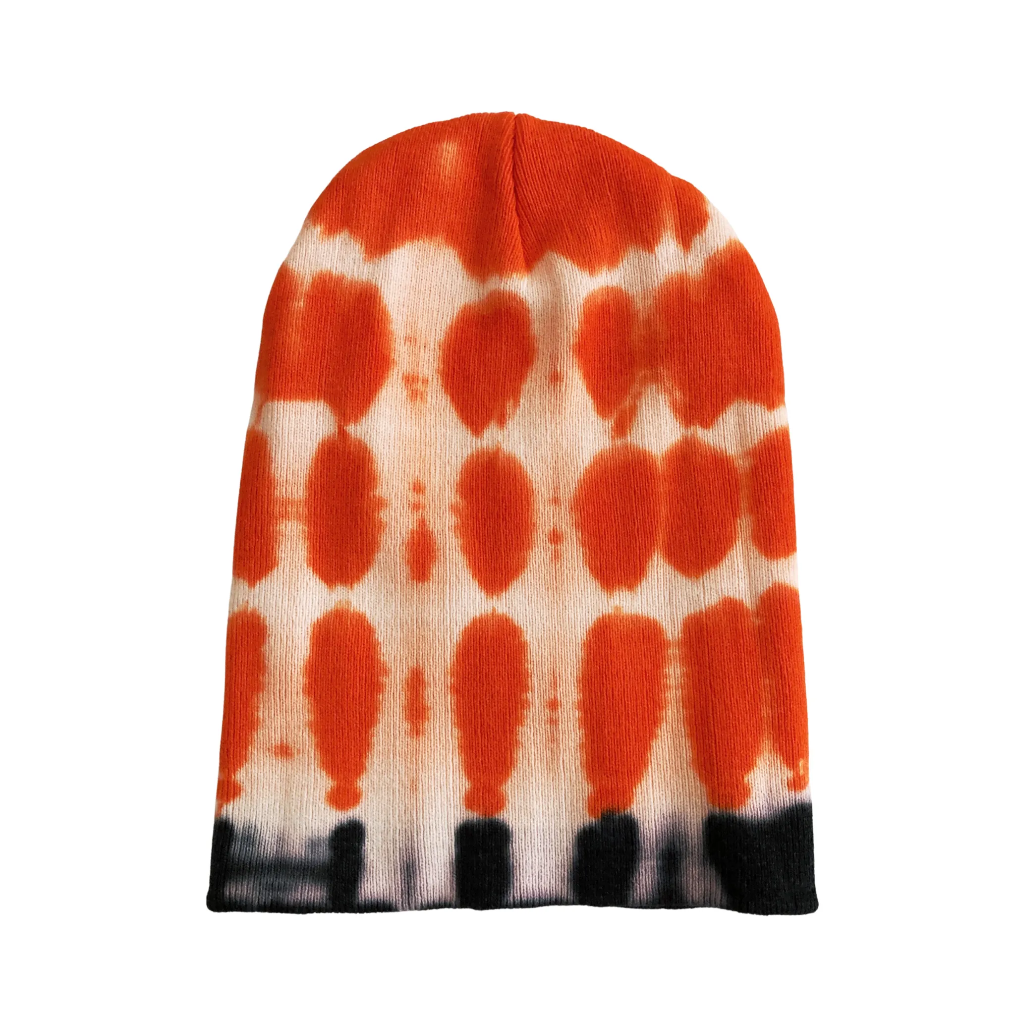 Orange Tie Dye Beanie Hat, Men and Women