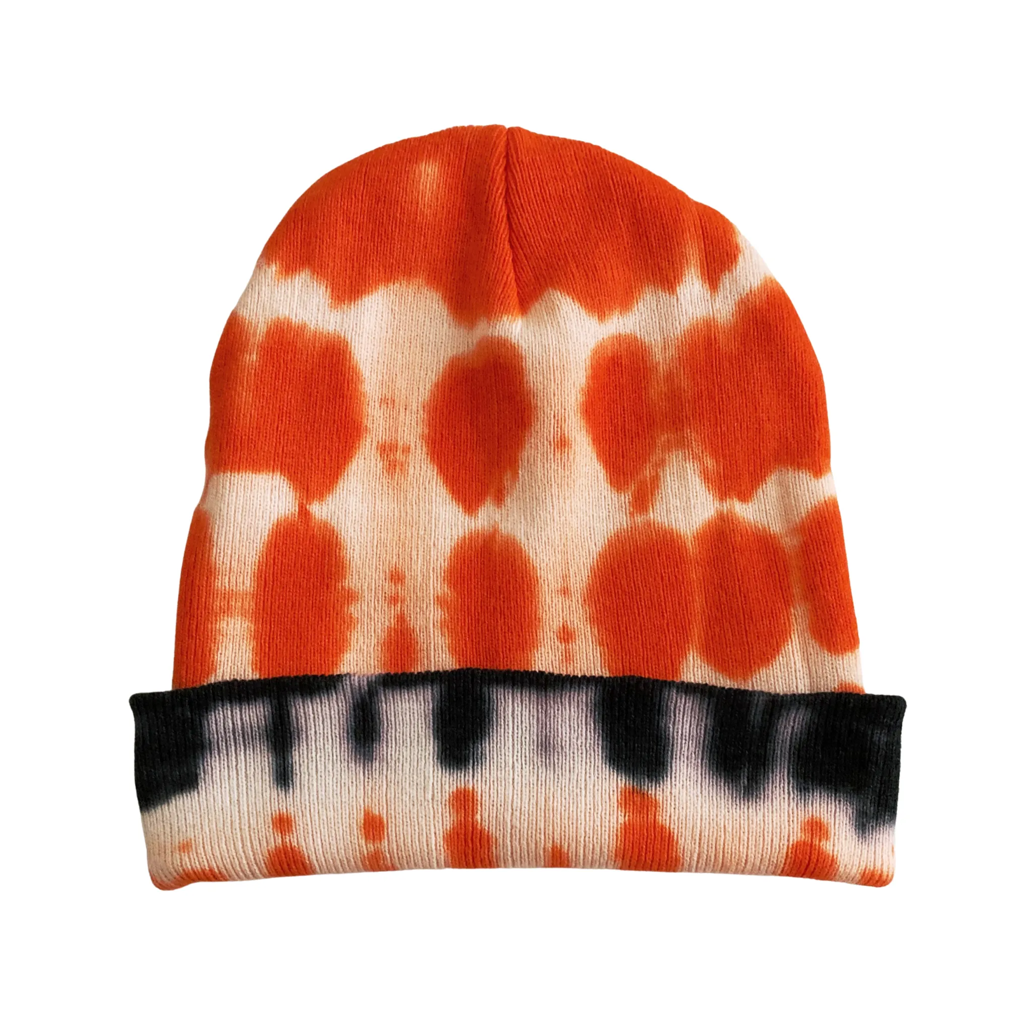 Orange Tie Dye Beanie Hat, Men and Women