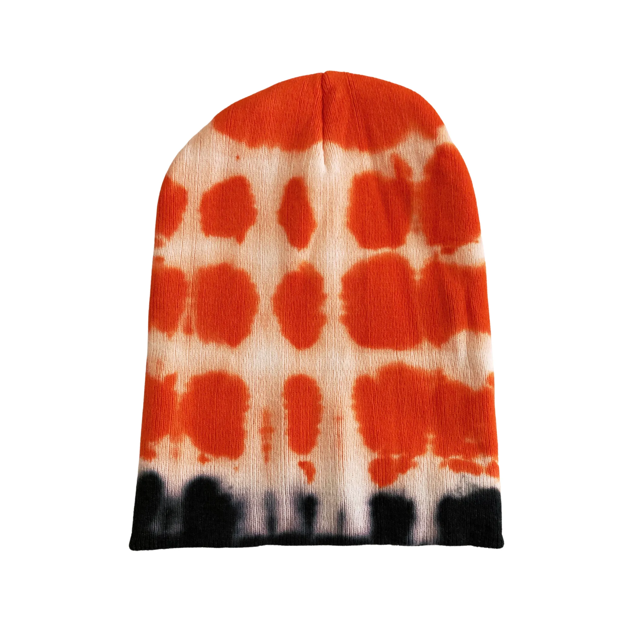 Orange Tie Dye Beanie Hat, Men and Women
