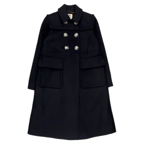 Orla Kiely Navy Wool Twill Duffle Coat