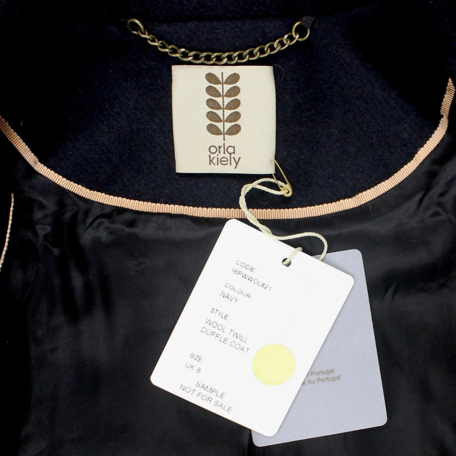 Orla Kiely Navy Wool Twill Duffle Coat