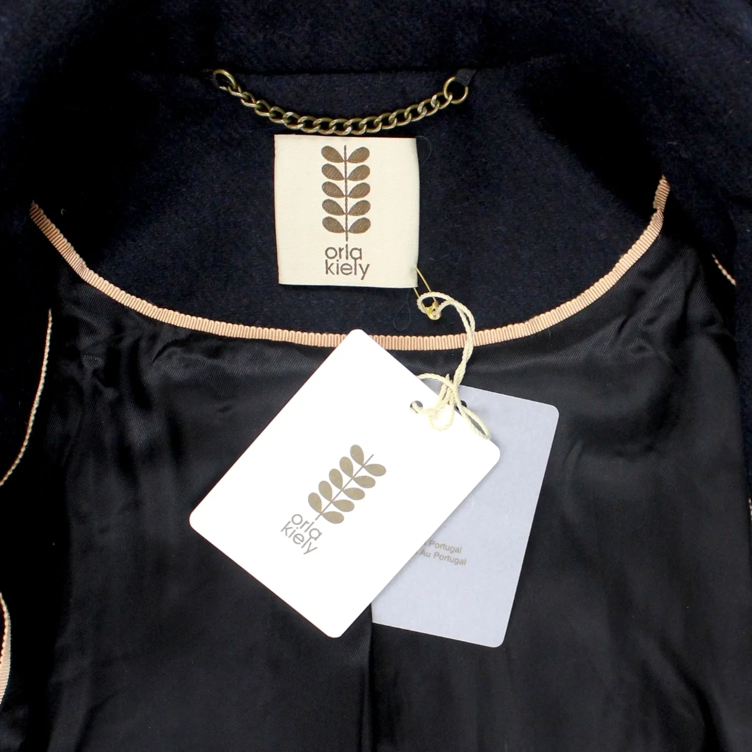 Orla Kiely Navy Wool Twill Duffle Coat