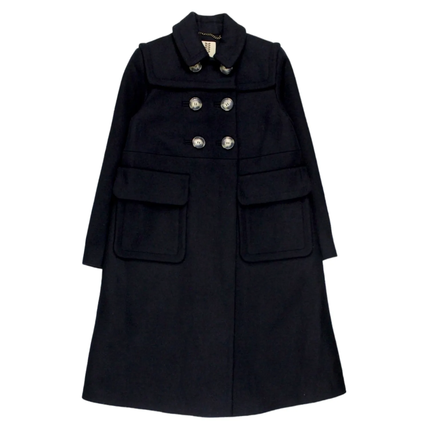 Orla Kiely Navy Wool Twill Duffle Coat