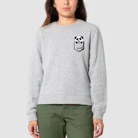 Pocket Panda Womens Essential Crewneck Sweatshirt | Grey