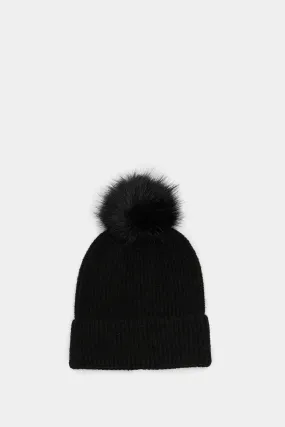 Pompom jersey-knit hat