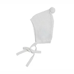 Pompom Ribbed Knit Bonnet