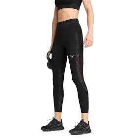 Puma Women's Lace High-Waisted 7/8 Tights Leggings - Puma Black
