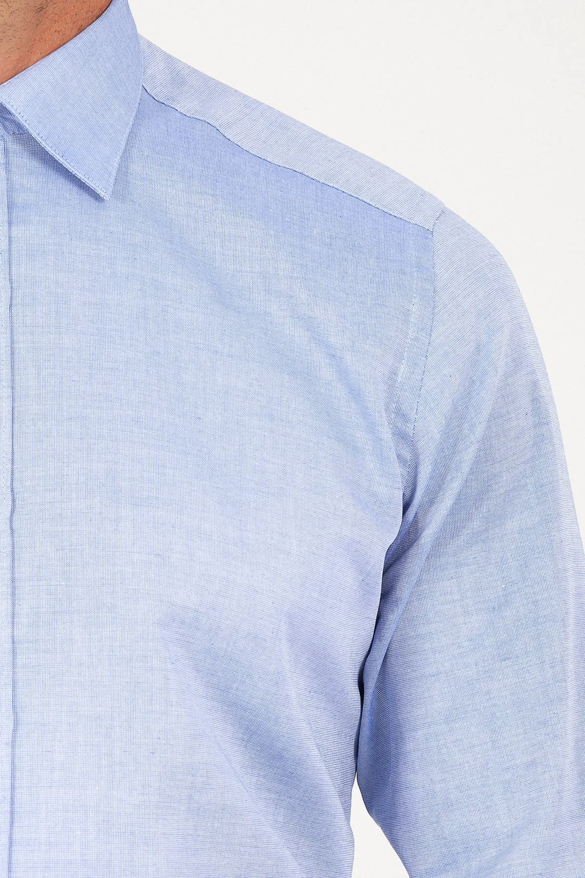 Regular Fit Long Sleeve Cotton Dark Blue Dress Shirt