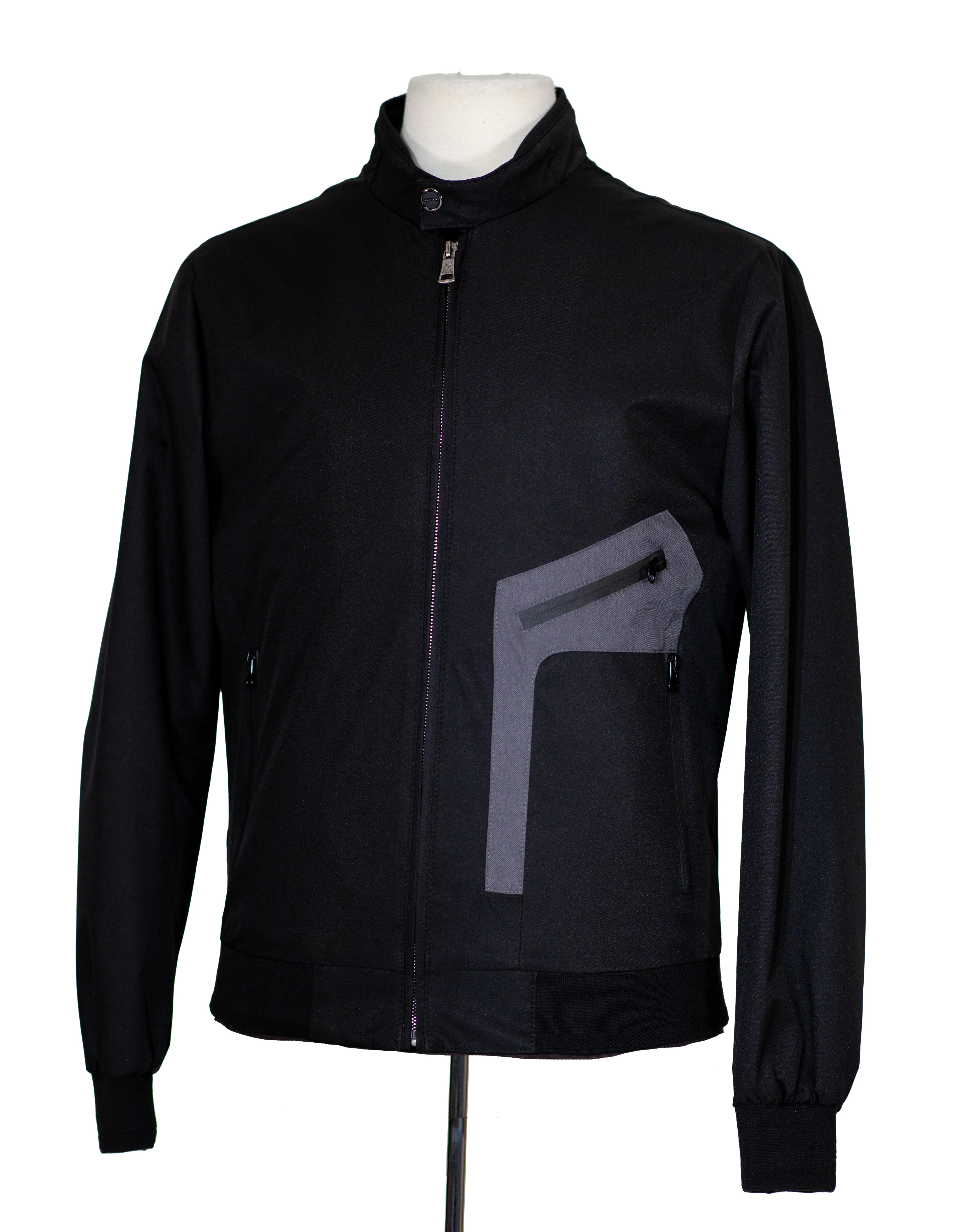 Romaster Mens Black Zip-up Bomber Jacket Raincoat
