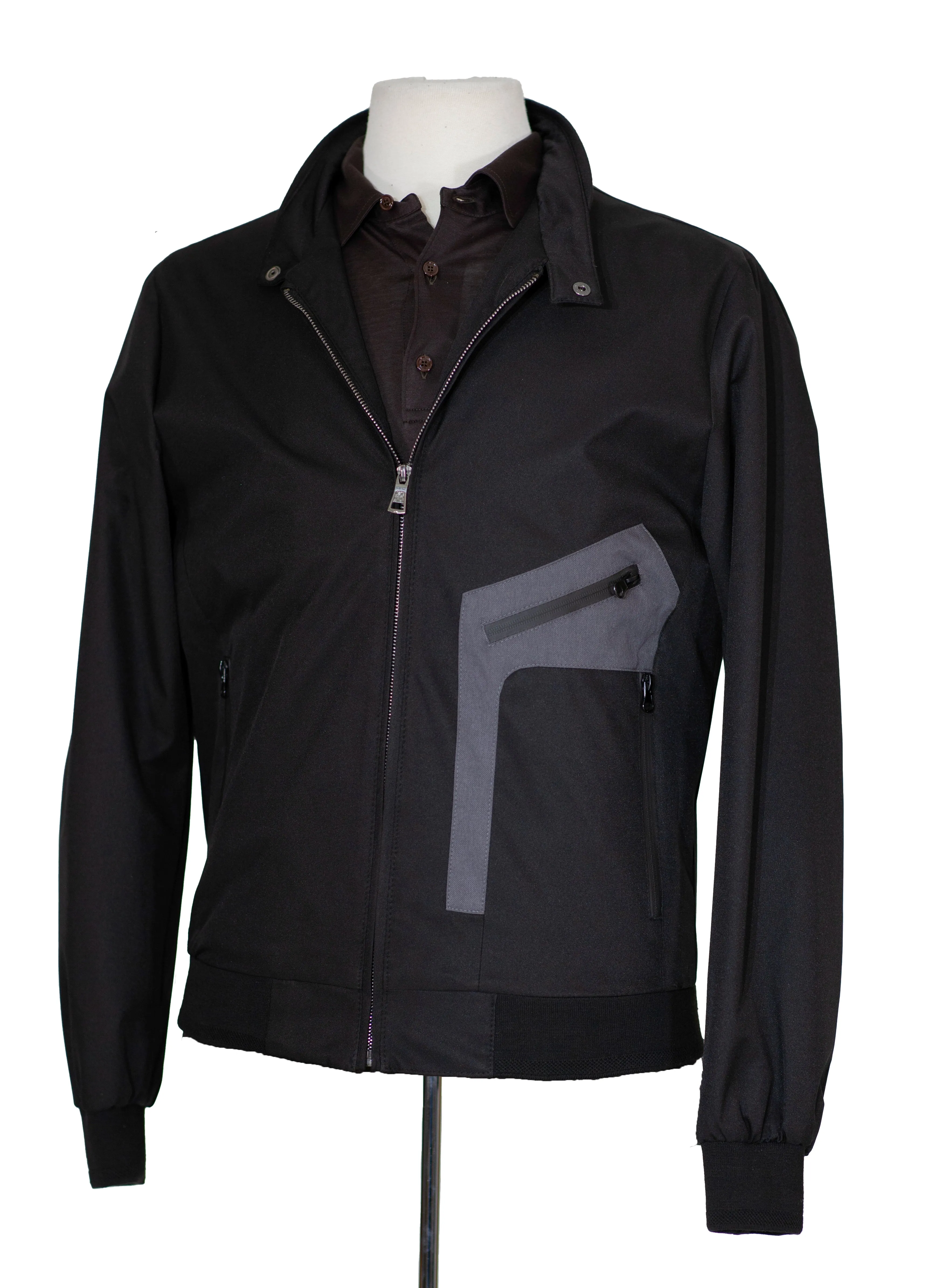 Romaster Mens Black Zip-up Bomber Jacket Raincoat