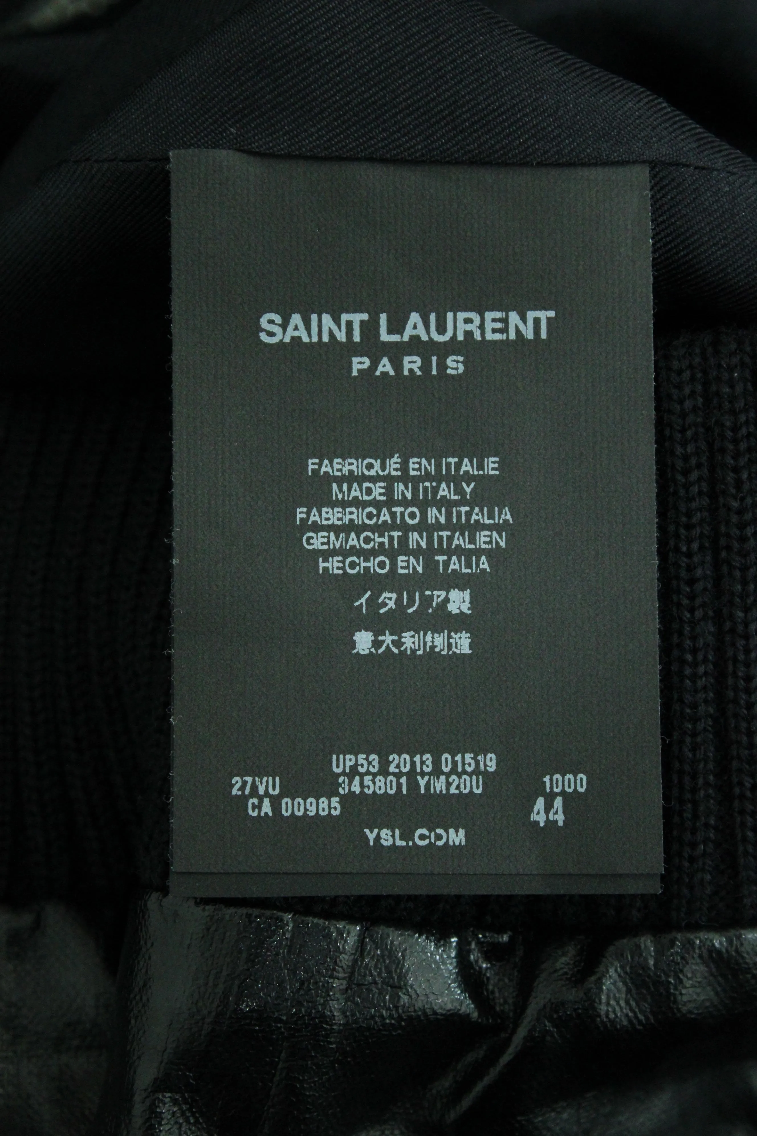 Saint Laurent Shiny Bomber Jacket in Black Cotton