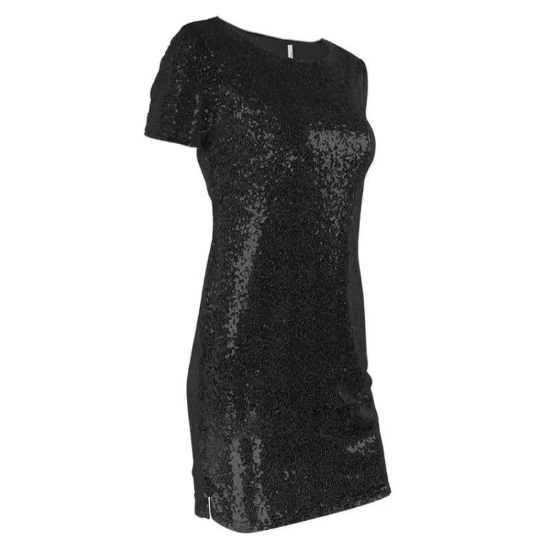 Sequins Gold T Shirt  Evening Mini Dress