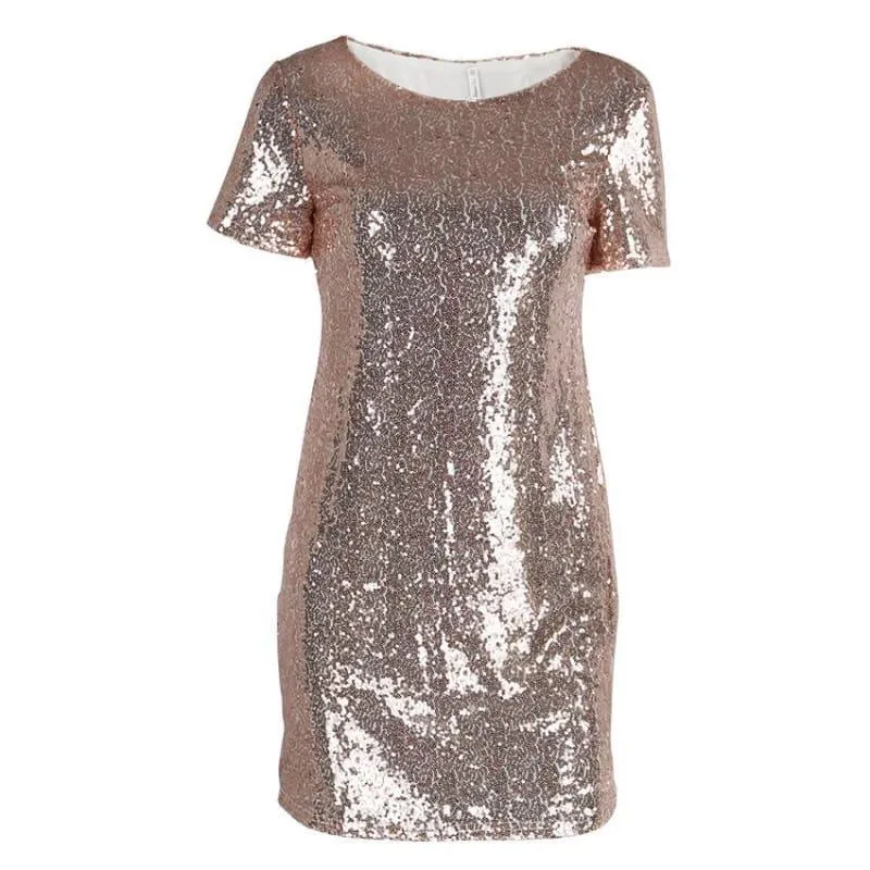 Sequins Gold T Shirt  Evening Mini Dress