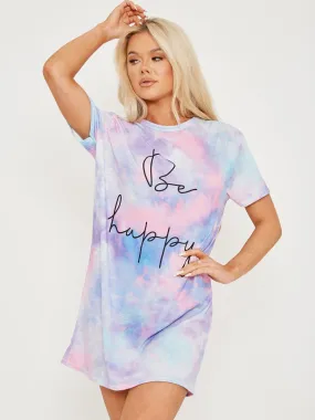 Shona Be Happy Tie Dye T-shirt Dress In Pink