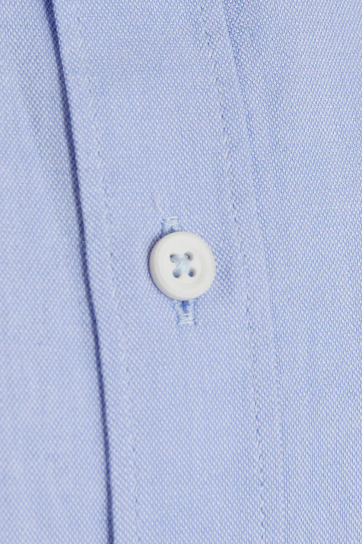 Slim Fit Plain Button-Down Cotton Blue Casual Shirt