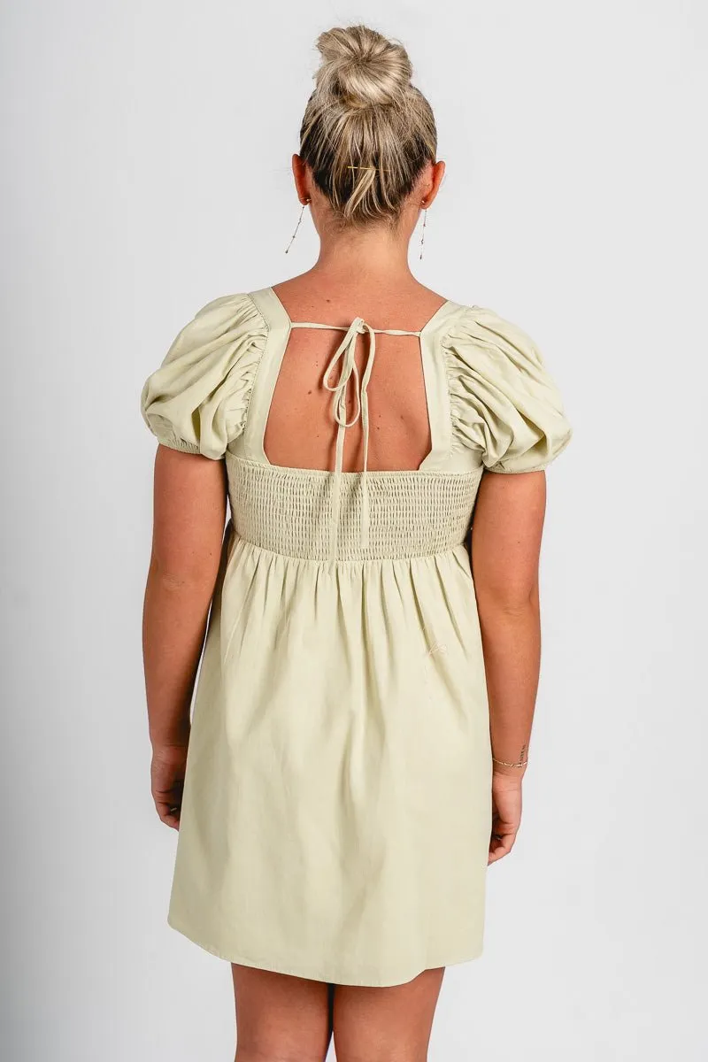 Square neck babydoll dress lime