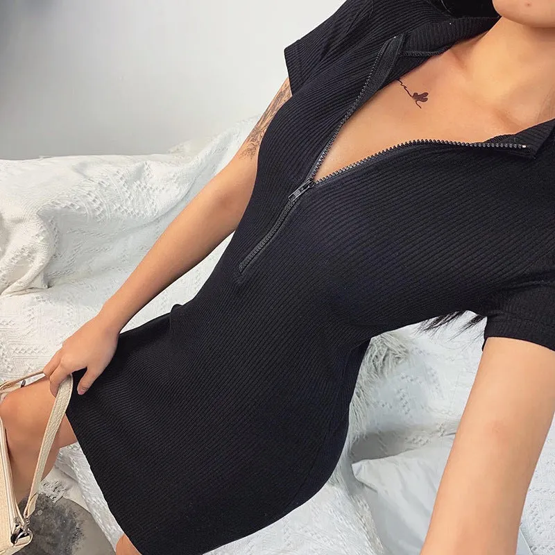 Sultry Ribbed Bodycon Mini Dress