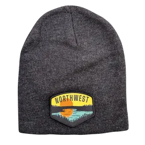 Sunset Lake Trees Beanie with Patch