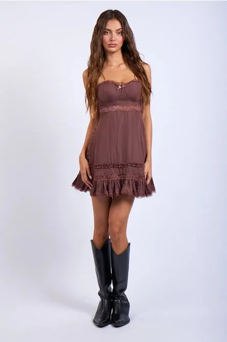 Sweetheart Neck Lace Trim Mini