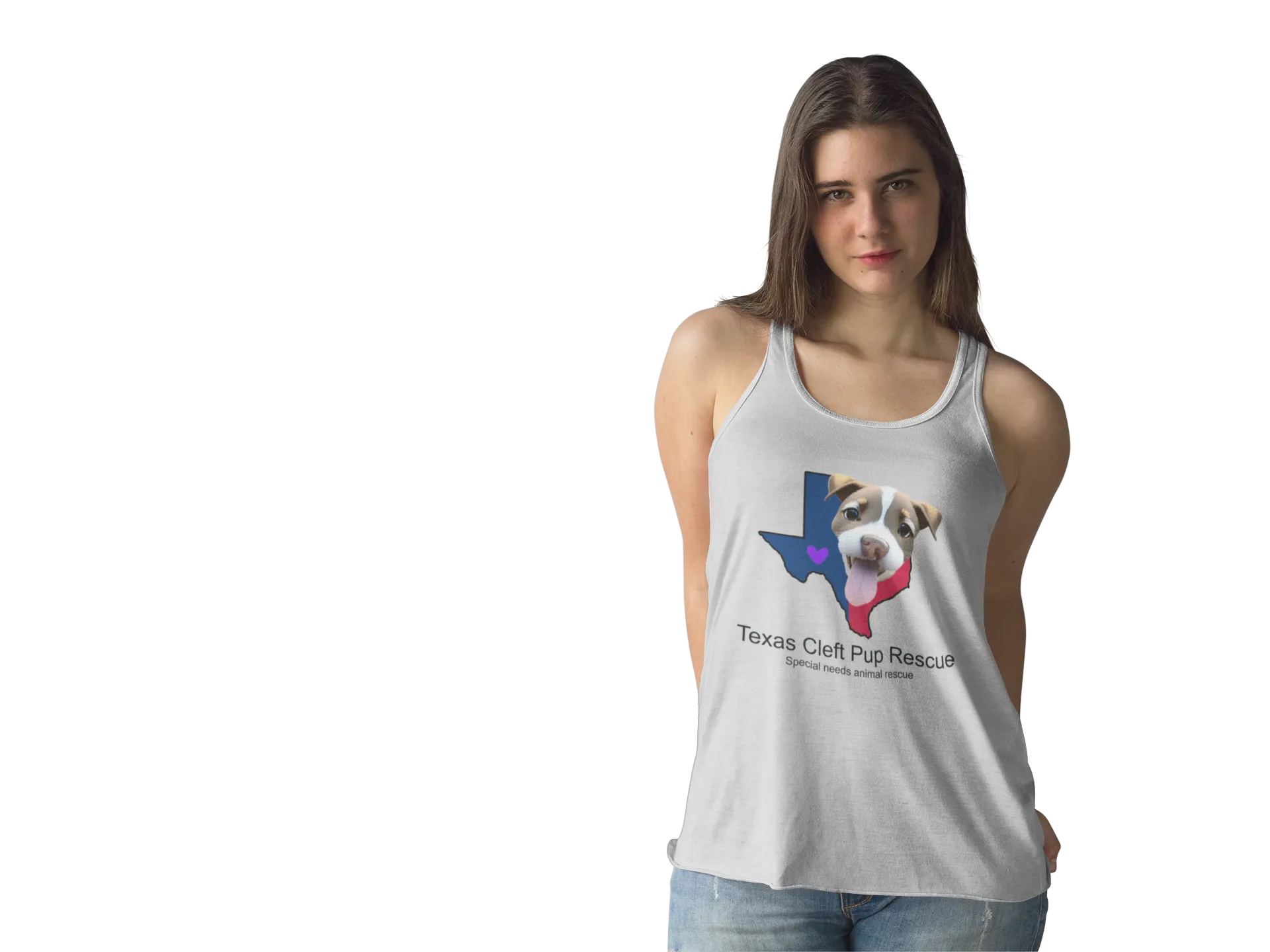 Texas Cleft Pup Flowy Racerback Tank (Available in several colors)