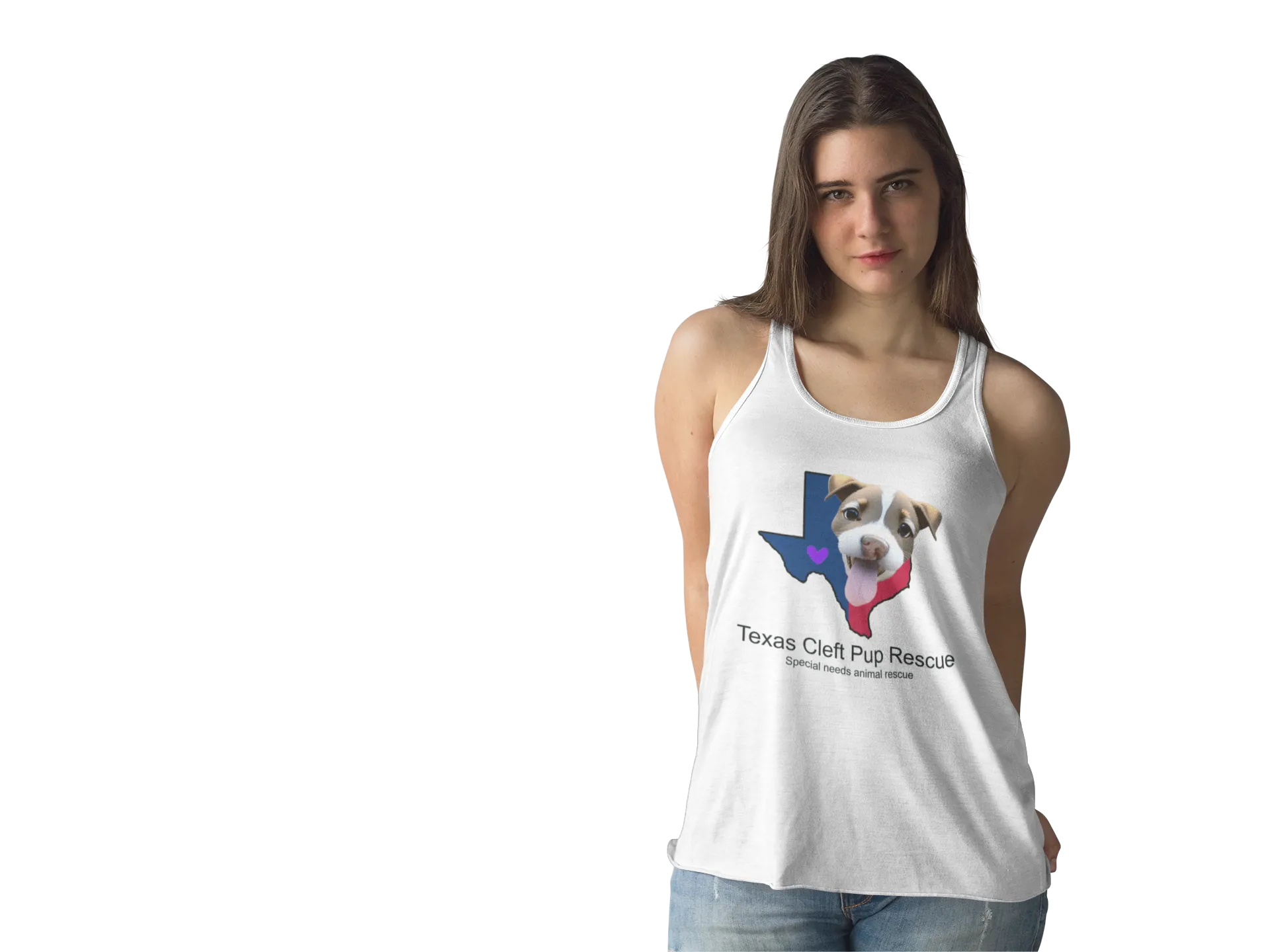 Texas Cleft Pup Flowy Racerback Tank (Available in several colors)