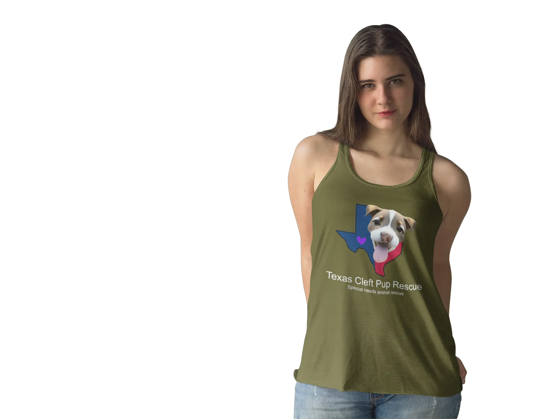 Texas Cleft Pup Flowy Racerback Tank (Available in several colors)