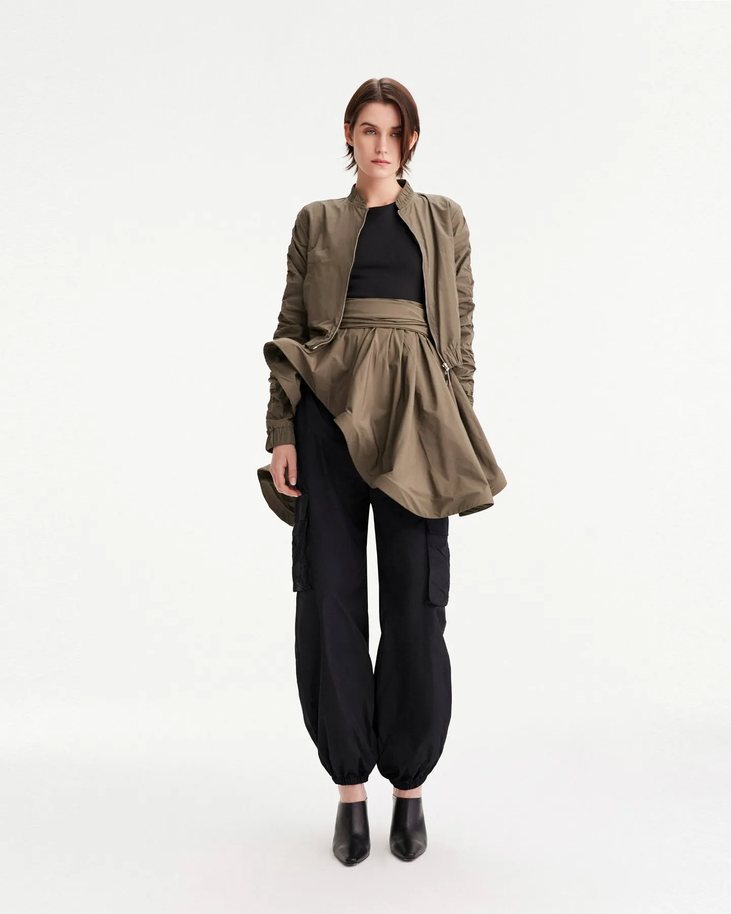 Theia Zip Taffeta Bomber