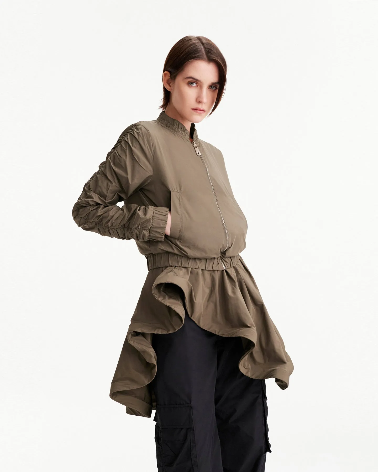 Theia Zip Taffeta Bomber