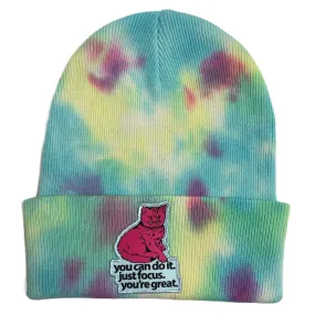 Tie Dye Focus Cat Beanie - Raspberry Mist