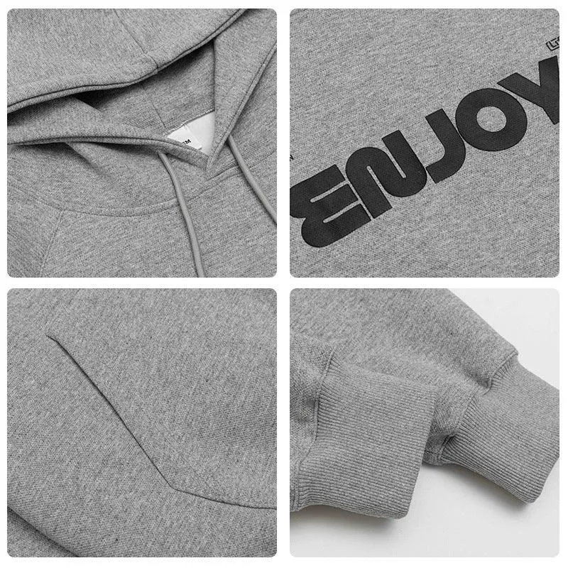 Unisex Loose-Fit Letter Print Hooded Sweater – Casual Comfort for Teenagers