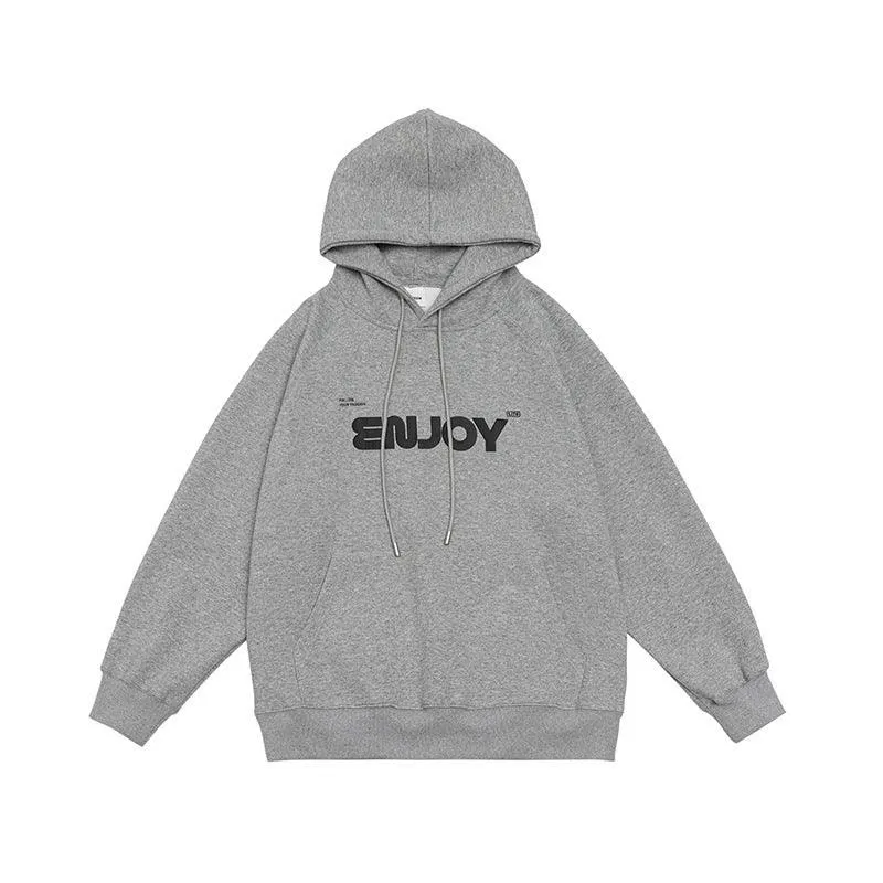 Unisex Loose-Fit Letter Print Hooded Sweater – Casual Comfort for Teenagers