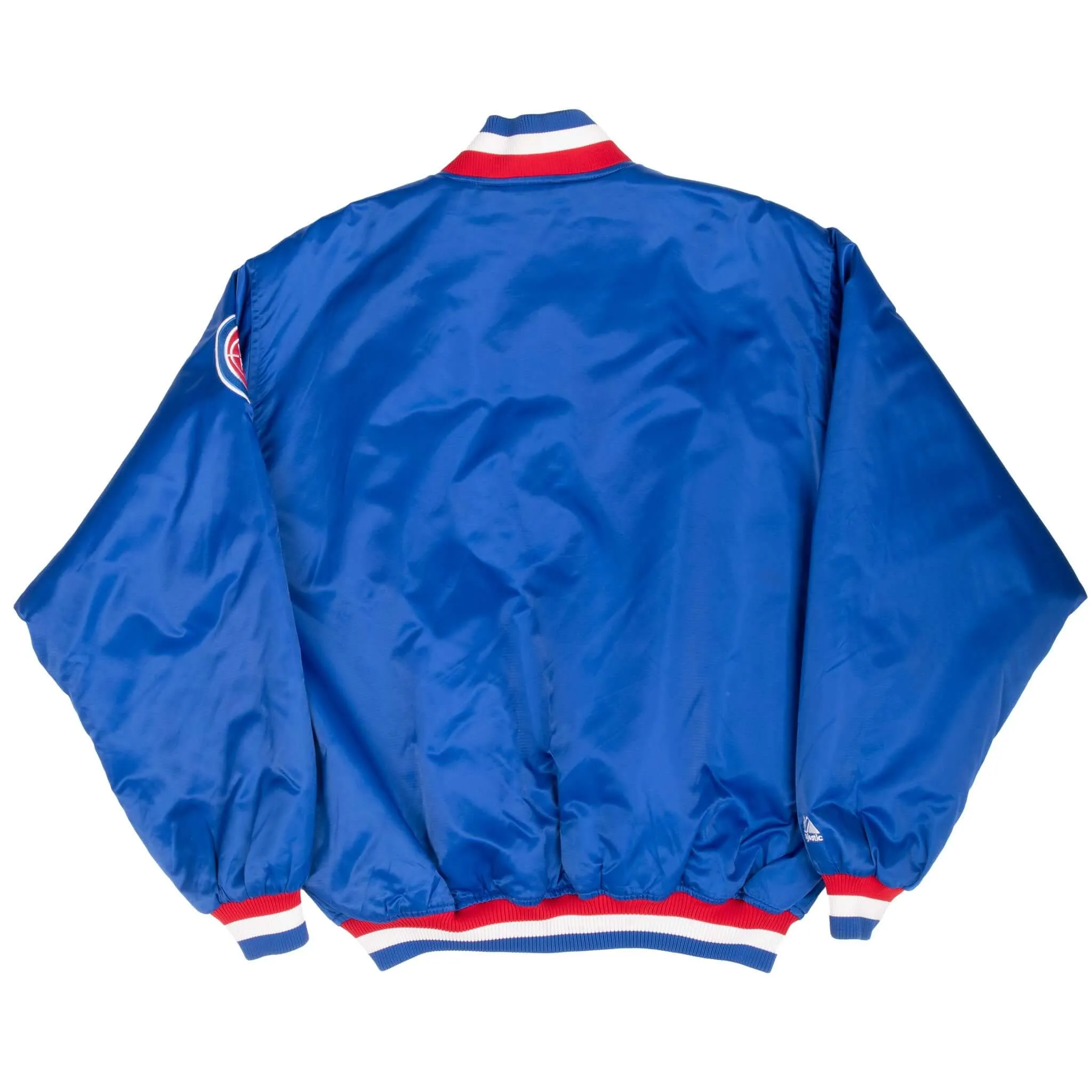 VINTAGE NBA DETROIT PISTONS VARSITY SATIN BOMBER JACKET XL