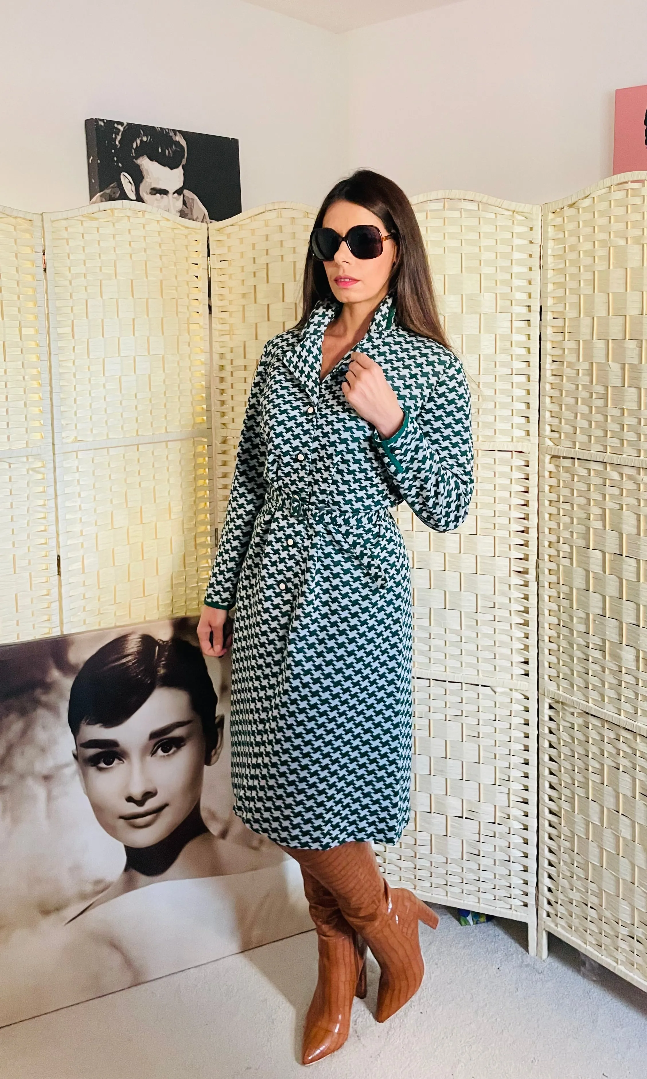 Vintage Patterned Shirt Dress