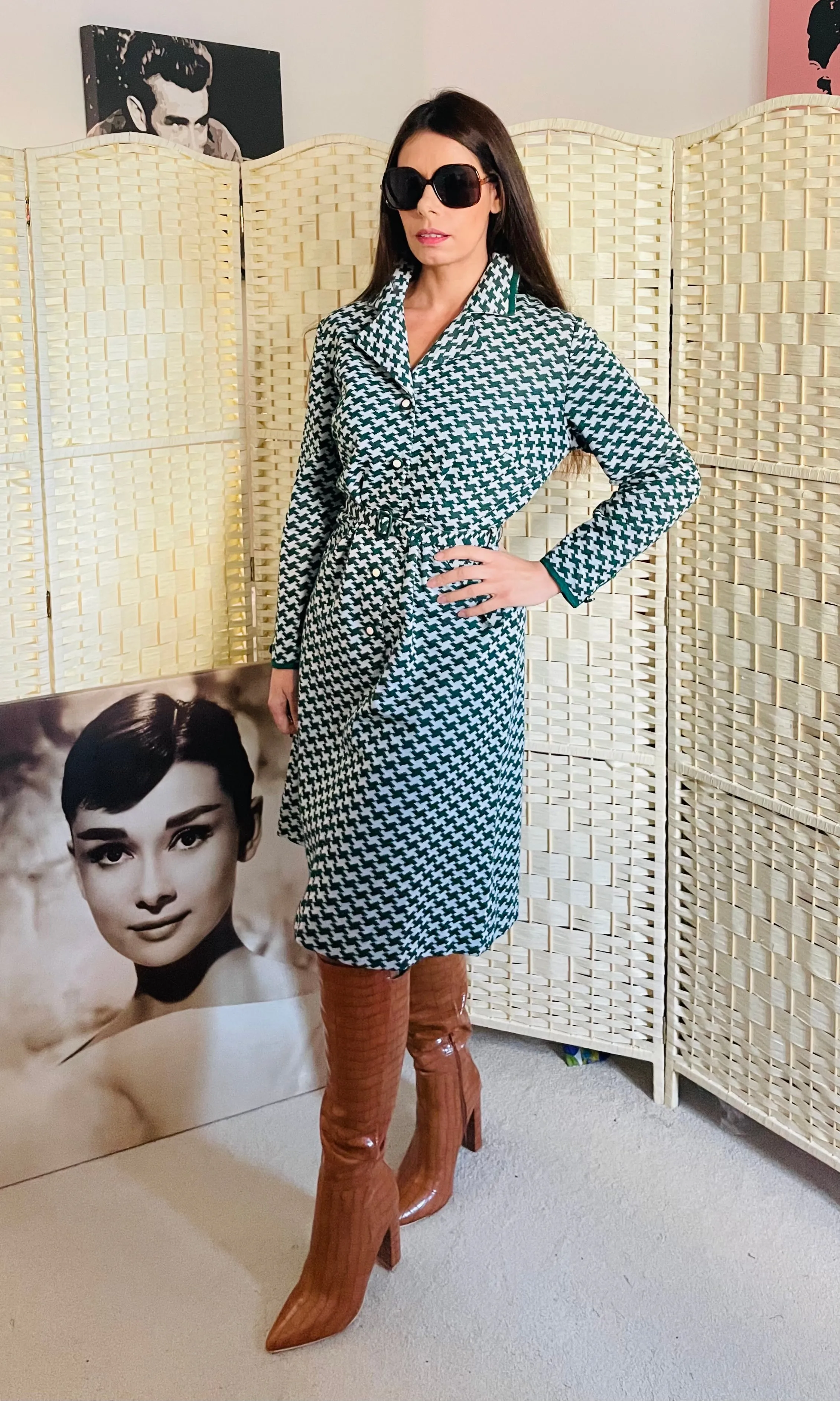 Vintage Patterned Shirt Dress