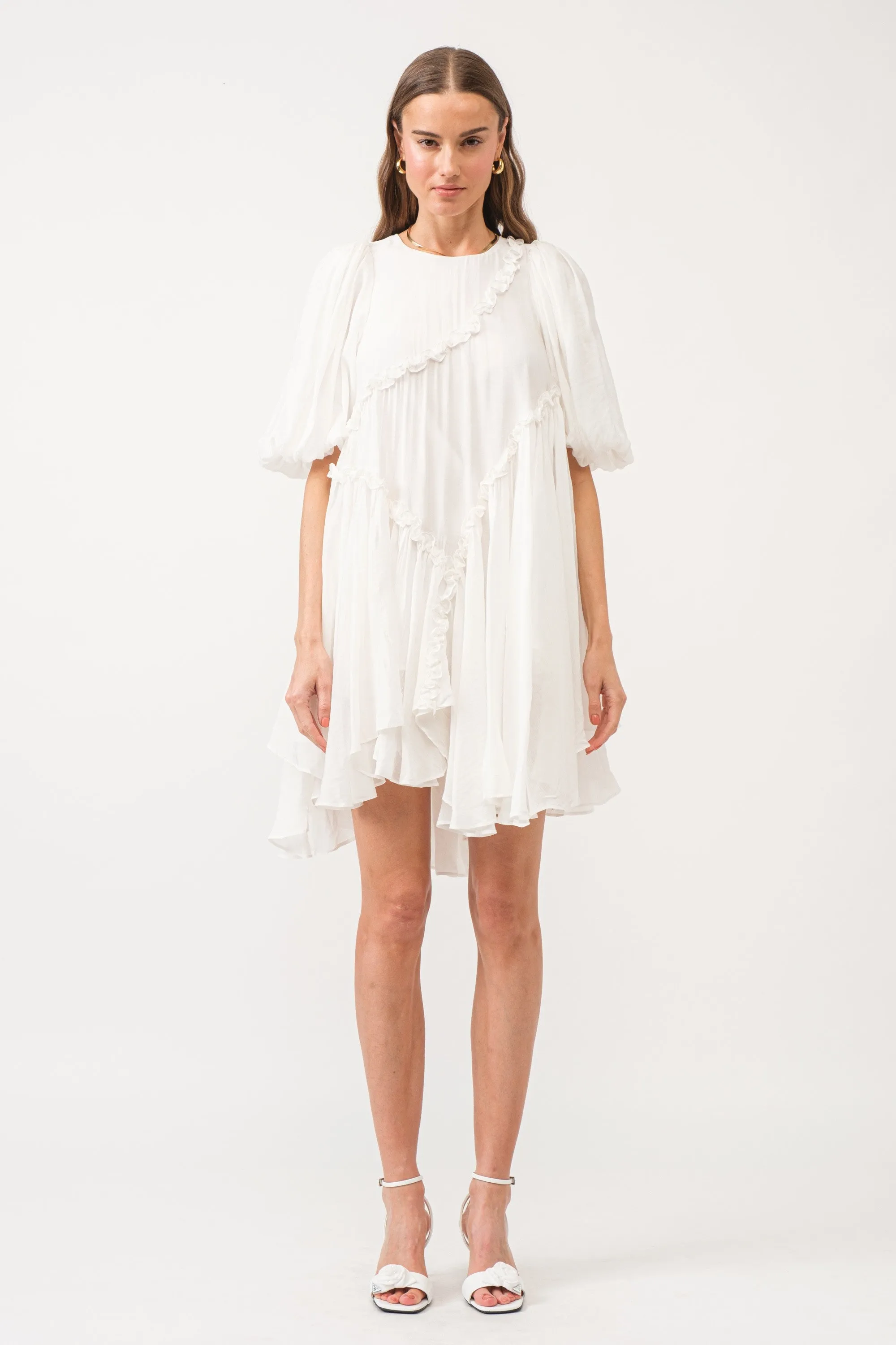White Asymmetrical Mini Dress