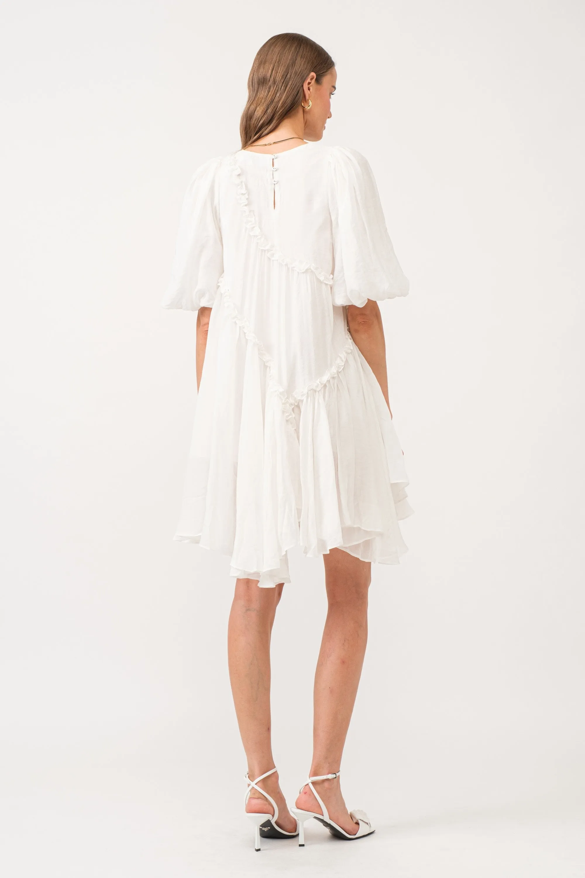 White Asymmetrical Mini Dress
