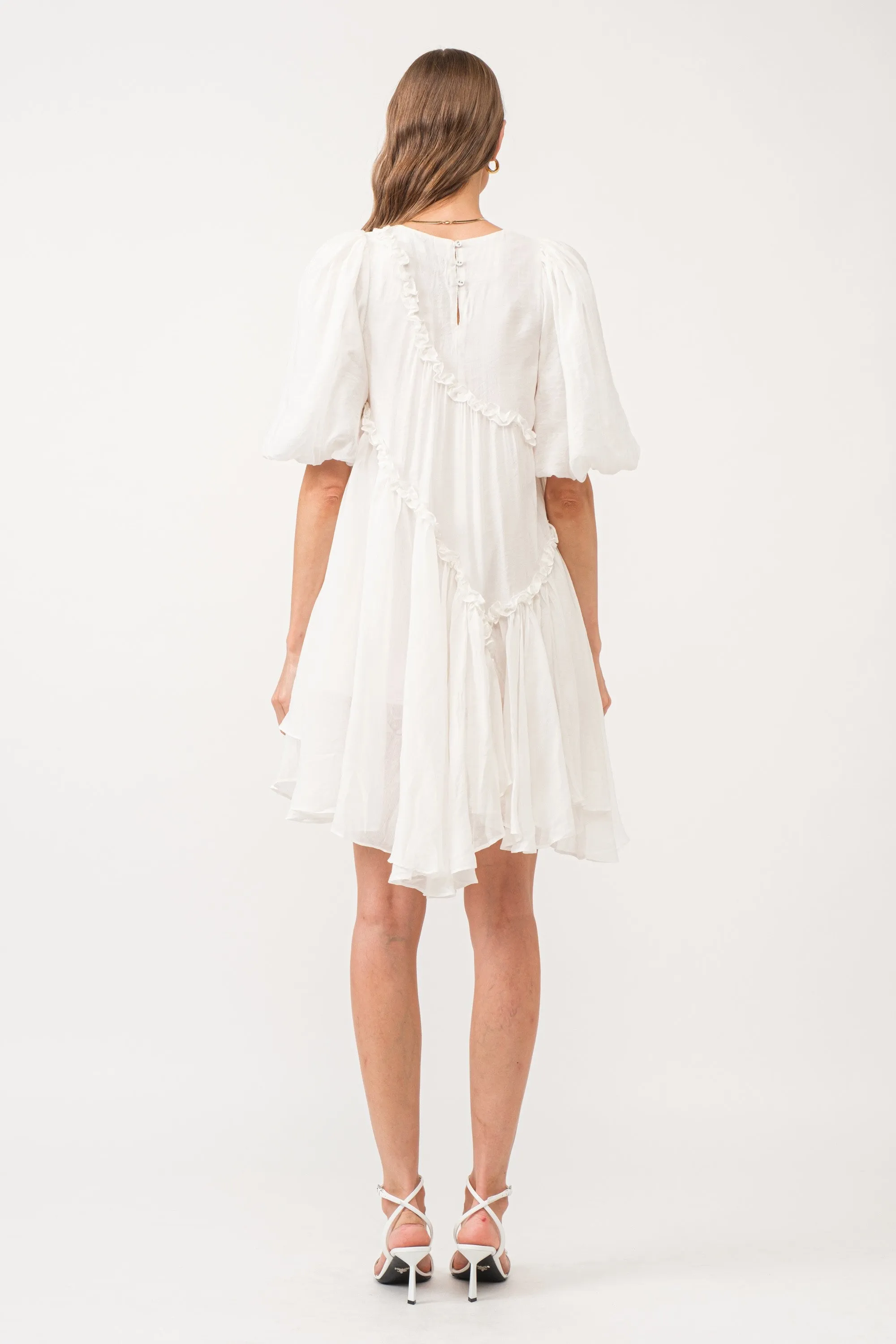 White Asymmetrical Mini Dress