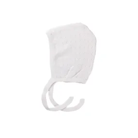 Zig Zag Pointelle Knit Bonnet - White